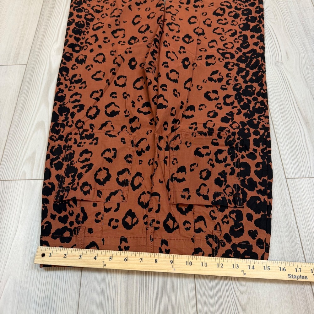 Maeve Anthropologie The Colette Leopard Print Cropped Wide Leg Pants Brown 29 - Picture 10 of 11